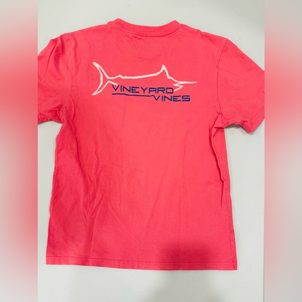 Vineyard Vines Kids Swordfish T-Shirt M(12-14)Pink Crew Neck Short Sleeve Cotton